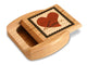 Opened View of a 2" Flat Wide Cherry with marquetry pattern of Love Stamp Marquetry Dark of a 2" Flat Wide Cherry - Love Stamp Marquetry Dark
