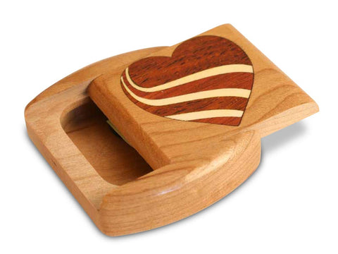 Top View of a 2" Flat Wide Cherry with marquetry pattern of Swirl Heart Marquetry of a 2" Flat Wide Cherry - Swirl Heart Marquetry