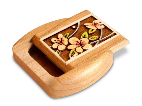 Top View of a 2" Flat Wide Cherry with inlay pattern of  with color printed image of Cherry Blossom Prismatone of a 2" Flat Wide Cherry - Cherry Blossom Prismatone