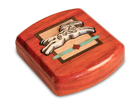 Top View of a 2" Flat Wide Padauk with inlay pattern of Horse Spirit Silverscape of a 2" Flat Wide Padauk - Horse Spirit Silverscape