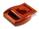 Opened View of a 2" Flat Wide Padauk with laser engraved image of Cat Memories