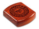 Top View of a 2" Flat Wide Padauk with laser engraved image of Smiling Sun