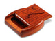 Opened View of a 2" Flat Wide Padauk with laser engraved image of Dragonfly