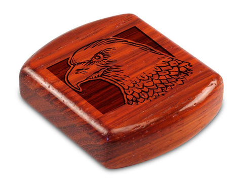 Top View of a 2" Flat Wide Padauk with laser engraved image of Eagle Head