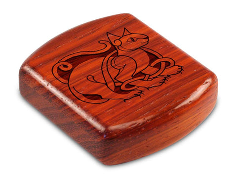 Top View of a 2" Flat Wide Padauk with laser engraved image of Celtic Cat