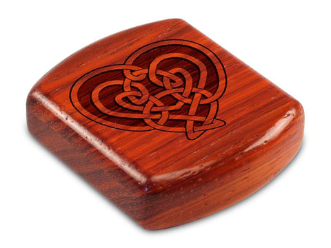Top View of a 2" Flat Wide Padauk with laser engraved image of Celtic Heart