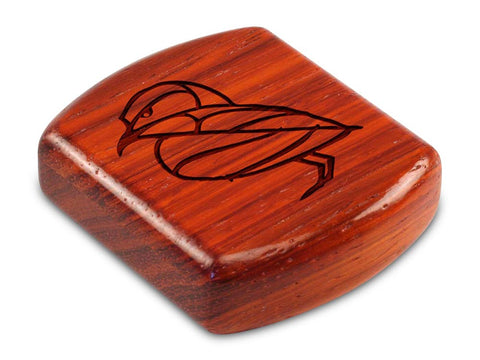 Top View of a 2" Flat Wide Padauk with laser engraved image of Bird
