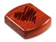 Top View of a 2" Flat Wide Padauk with laser engraved image of Scribble Heart
