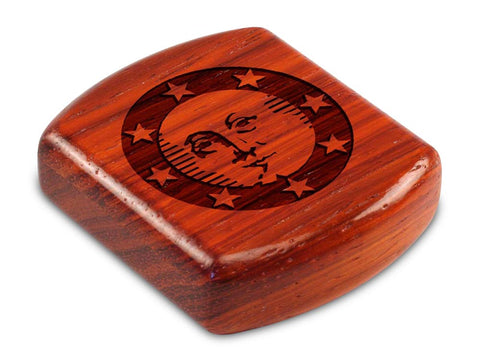 Top View of a 2" Flat Wide Padauk with laser engraved image of Starry Moon