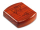 Top View of a 2" Flat Wide Padauk with laser engraved image of Angel Cares
