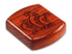 Top View of a 2" Flat Wide Padauk with laser engraved image of Kokopelli Trio