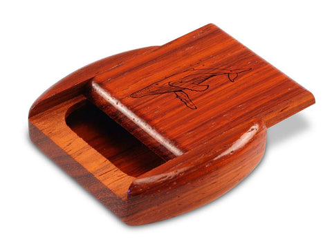 Top View of a 2" Flat Wide Padauk with laser engraved image of Humpback Whale
