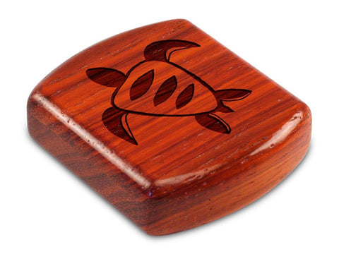 Top View of a 2" Flat Wide Padauk with laser engraved image of Turtle