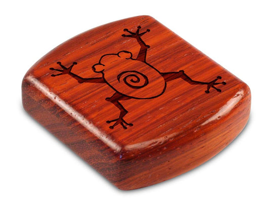 Top View of a 2" Flat Wide Padauk with laser engraved image of Tree Frog