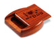 Opened View of a 2" Flat Wide Padauk with laser engraved image of I Heart My Dog