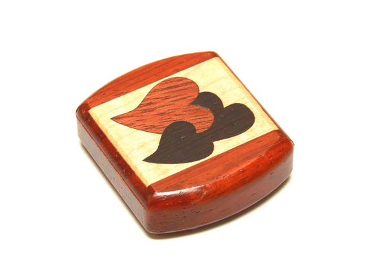 Opened View of a 2" Flat Wide Padauk with inlay pattern of  with marquetry pattern of Heart Marquetry Light of a 2" Flat Wide Padauk - Heart Marquetry Light
