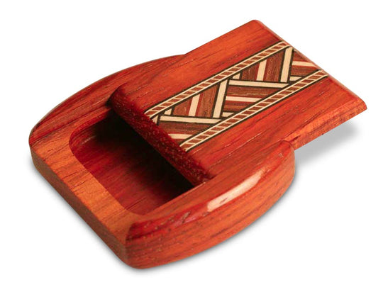Opened View of a 2" Flat Wide Padauk with inlay pattern of Zig Zag Inlay of a 2" Flat Wide Padauk - Zig Zag Inlay