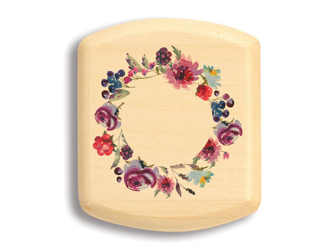 Top View of a 2" Flat Wide Aspen with color printed image of Floral Wreath