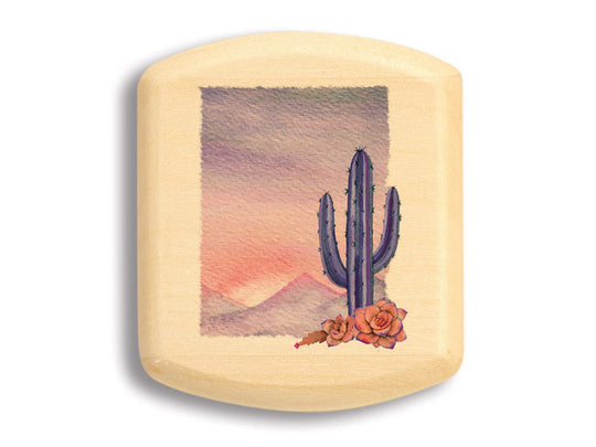Top View of a 2" Flat Wide Aspen with color printed image of Desert Sunset