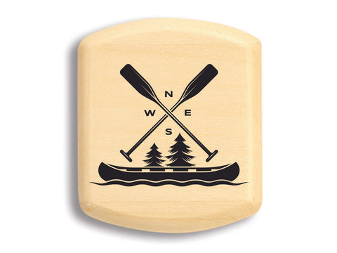 Top View of a 2" Flat Wide Aspen with color printed image of Navigation Canoe