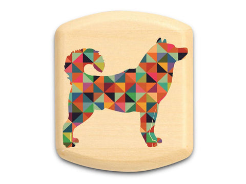 Top View of a 2" Flat Wide Aspen with color printed image of Patterned Dog