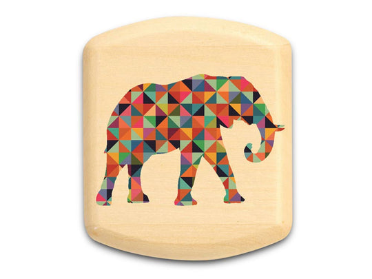 Top View of a 2" Flat Wide Aspen with color printed image of Patterned Elephant