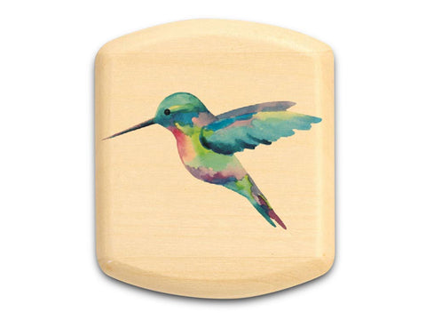 Top View of a 2" Flat Wide Aspen with color printed image of Hummingbird II