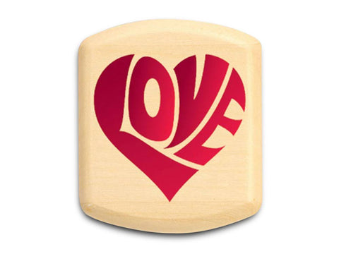 Top View of a 2" Flat Wide Aspen with color printed image of Love Heart