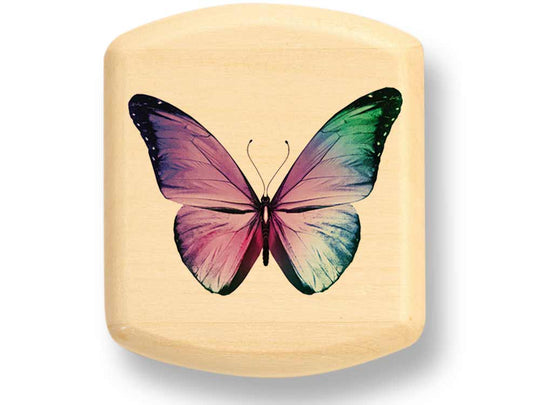 Top View of a 2" Flat Wide Aspen with color printed image of Watercolor Butterfly