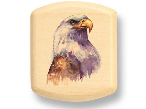 Top View of a 2" Flat Wide Aspen with color printed image of Eagle Head