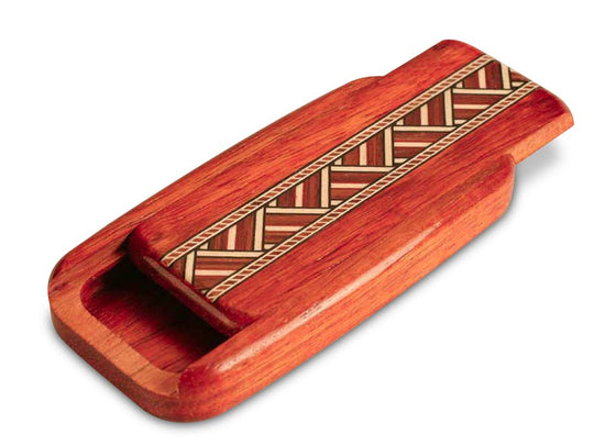 Opened View of a 4" Flat Wide Padauk with inlay pattern of Zig Zag Inlay of a 4" Flat Wide Padauk - Zig Zag Inlay