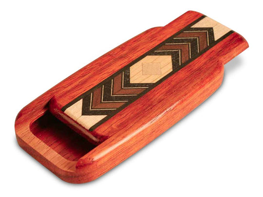Opened View of a 4" Flat Wide Padauk with inlay pattern of Diamond Zoom Inlay of a 4" Flat Wide Padauk - Diamond Zoom Inlay