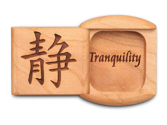 Top View of a 2" Flat Wide Cherry with laser engraved image of Tranquility