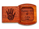 Top View of a 2" Flat Wide Padauk with laser engraved image of Shaman's Hand Heal Magic