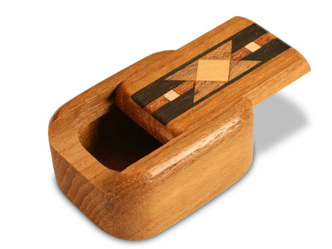 Top View of a 2" Med Narrow Teak with inlay pattern of Vintage Bowtie Inlay of a 2" Med Narrow Teak - Vintage Bowtie Inlay
