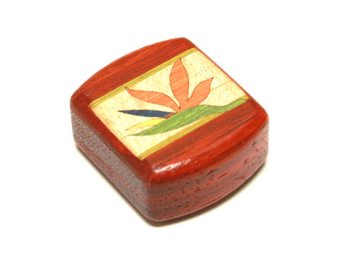 Top View of a 2" Med Wide Padauk with marquetry pattern of Birds of Paradise Marquetry of a 2" Med Wide Padauk - Birds of Paradise Marquetry
