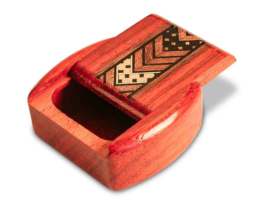 Opened View of a 2" Med Wide Padauk with inlay pattern of Mission Revival Inlay of a 2" Med Wide Padauk - Mission Revival Inlay