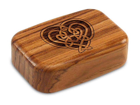 Top View of a 3" Med Wide Teak with laser engraved image of Celtic Heart