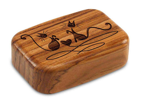 Top View of a 3" Med Wide Teak with laser engraved image of Cats