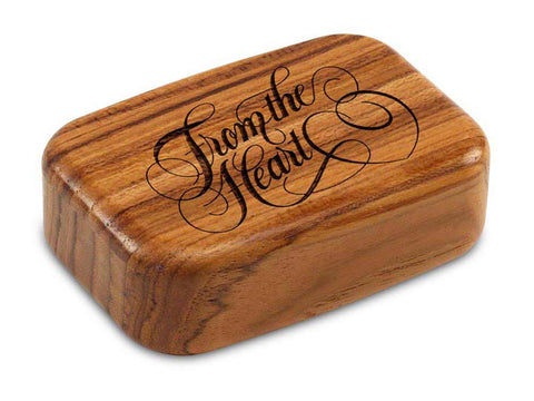 Top View of a 3" Med Wide Teak with laser engraved image of From the Heart