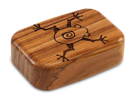 Top View of a 3" Med Wide Teak with laser engraved image of Tree Frog