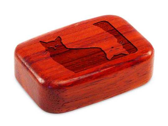 Top View of a 3" Med Wide Padauk with laser engraved image of Cat Memories