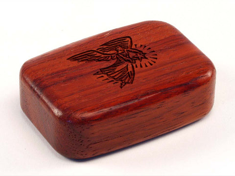 Top View of a 3" Med Wide Padauk with laser engraved image of Angel & Star