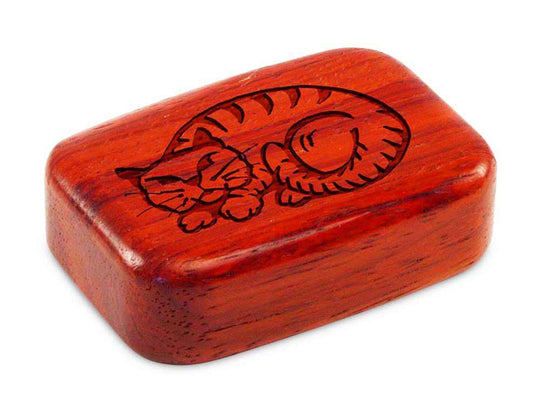 Top View of a 3" Med Wide Padauk with laser engraved image of Folk Cat