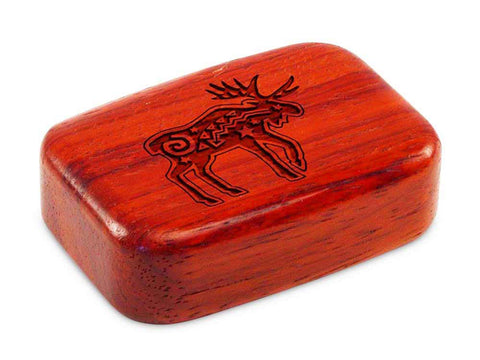 Top View of a 3" Med Wide Padauk with laser engraved image of Primitive Moose