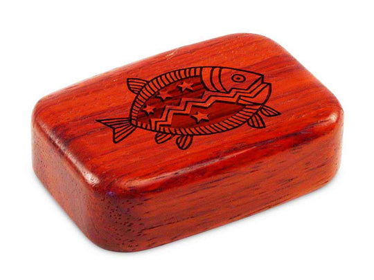 Top View of a 3" Med Wide Padauk with laser engraved image of Primitive Fish