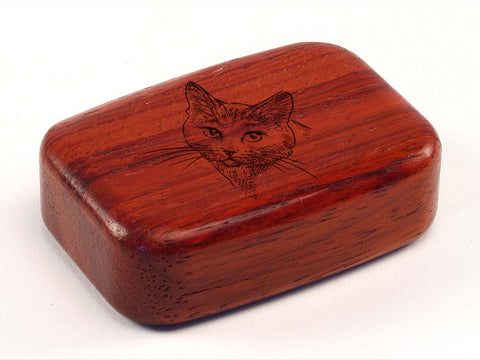Top View of a 3" Med Wide Padauk with laser engraved image of House Cat