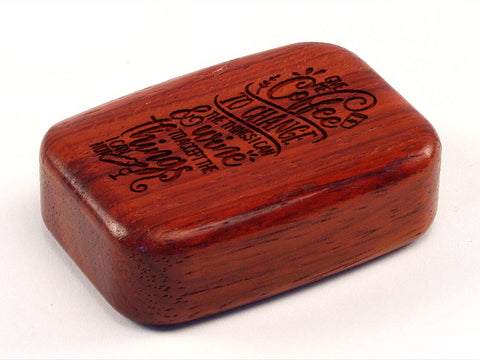 Top View of a 3" Med Wide Padauk with laser engraved image of Coffee/Wine to Accept