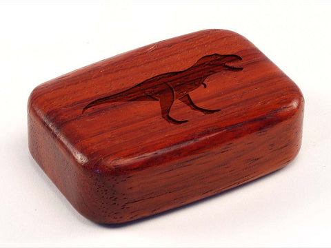 Top View of a 3" Med Wide Padauk with laser engraved image of T-Rex