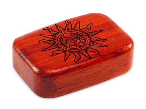 Top View of a 3" Med Wide Padauk with laser engraved image of Sun